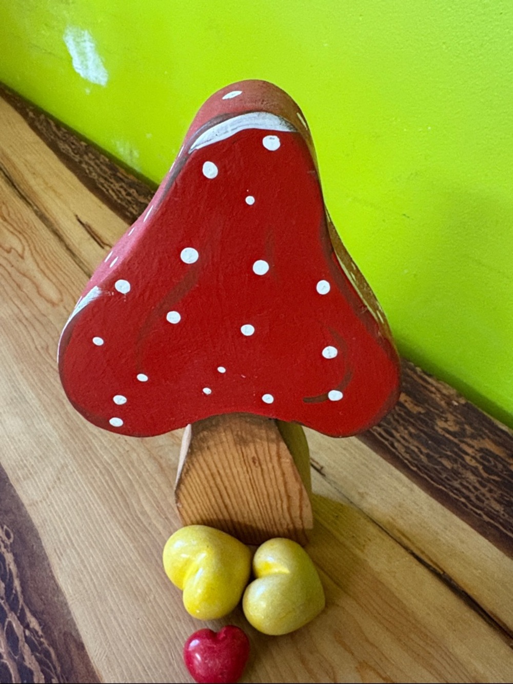 Handcrafted Red Polka Dot Mushroom Accent - Home Accents and three stone hearts